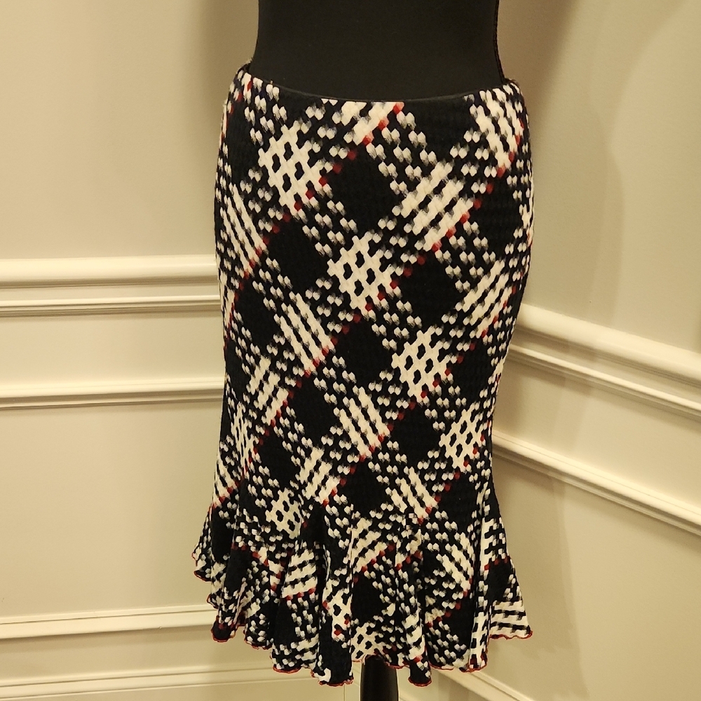 Russell Kemp Black and White Checkered Pencil Skirt